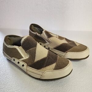 Bullboxer Men's Slip-On Canvas Loafers in Brown and Cream